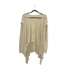 Lululemon cropped front pullover top silk blend off white ribbed sleeve medium